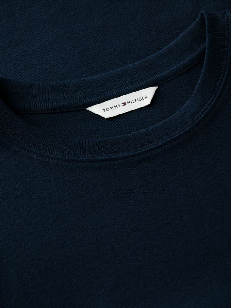 Μπλε Ριμπ T-Shirt Σε Slim Γραμμή Με Κεντητό Σημαιάκι  Γυναίκες