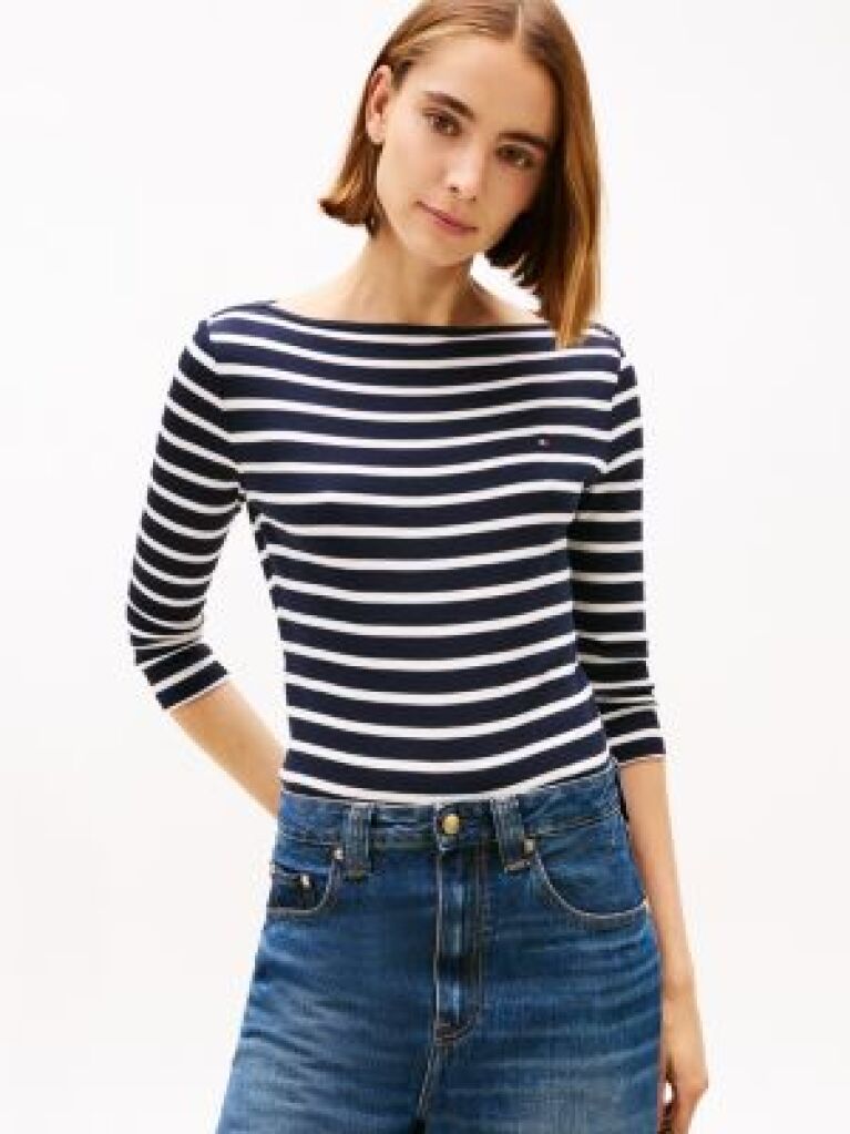 Multi T-Shirt Σε Slim Γραμμή Με Boat Λαιμόκοψη  Γυναίκες