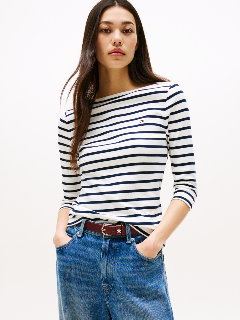 Multi T-Shirt Σε Slim Γραμμή Με Boat Λαιμόκοψη  Γυναίκες