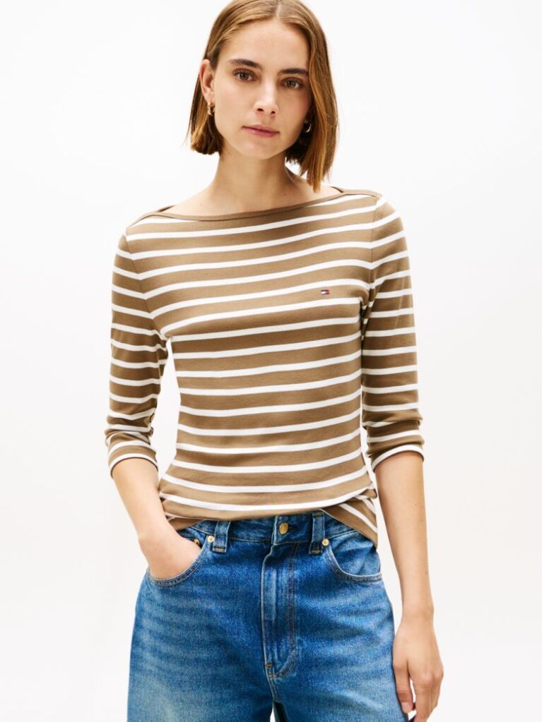 Multi Boat Neck Slim Fit T-Shirt  Women