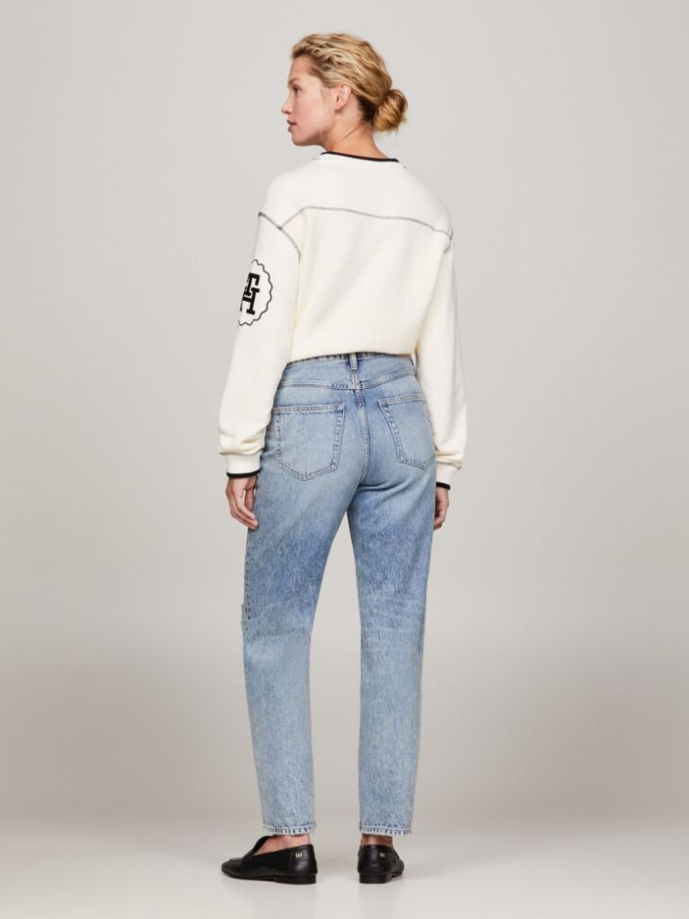 Denim Classics High Rise Fitted Straight Distressed Ankle Jeans  Women