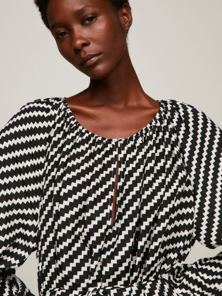 Multi Jagged Print Oversized Knee Length Dress  Women