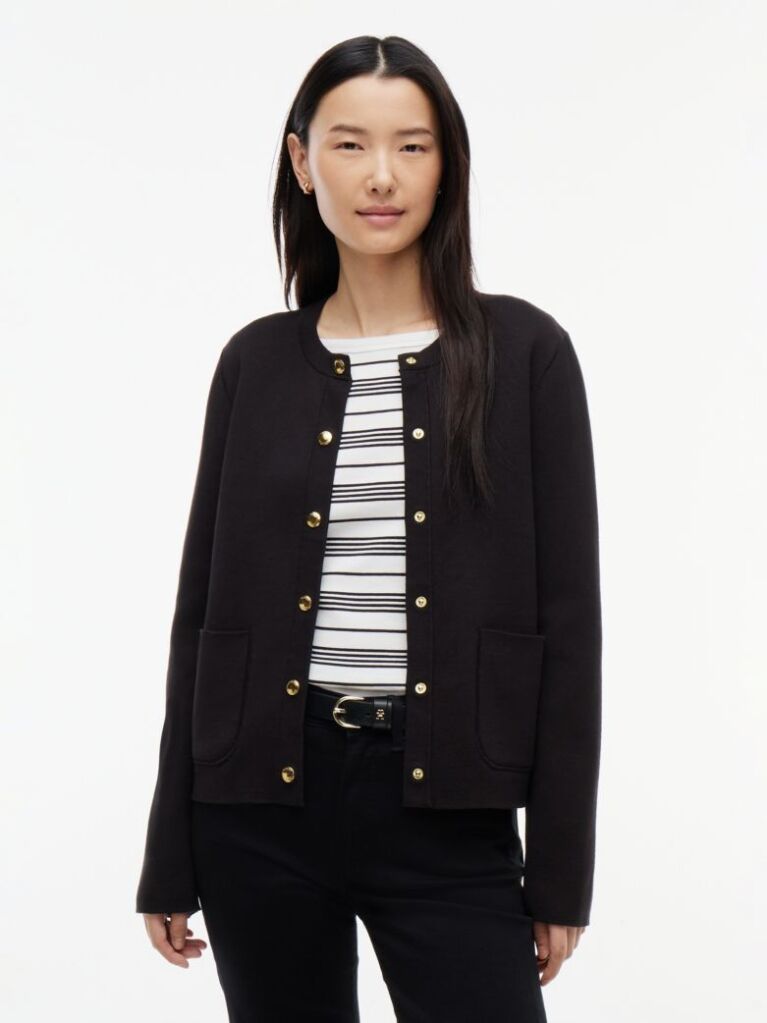 Black Jersey Strech Reversible Cardigan  Women