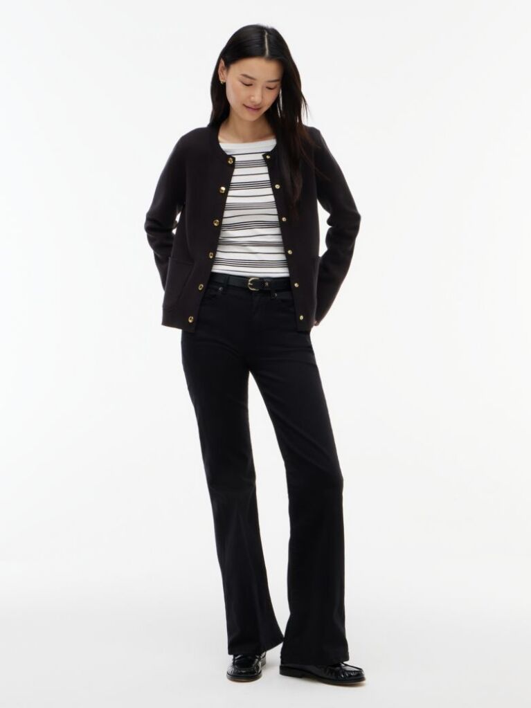 Black Jersey Strech Reversible Cardigan  Women