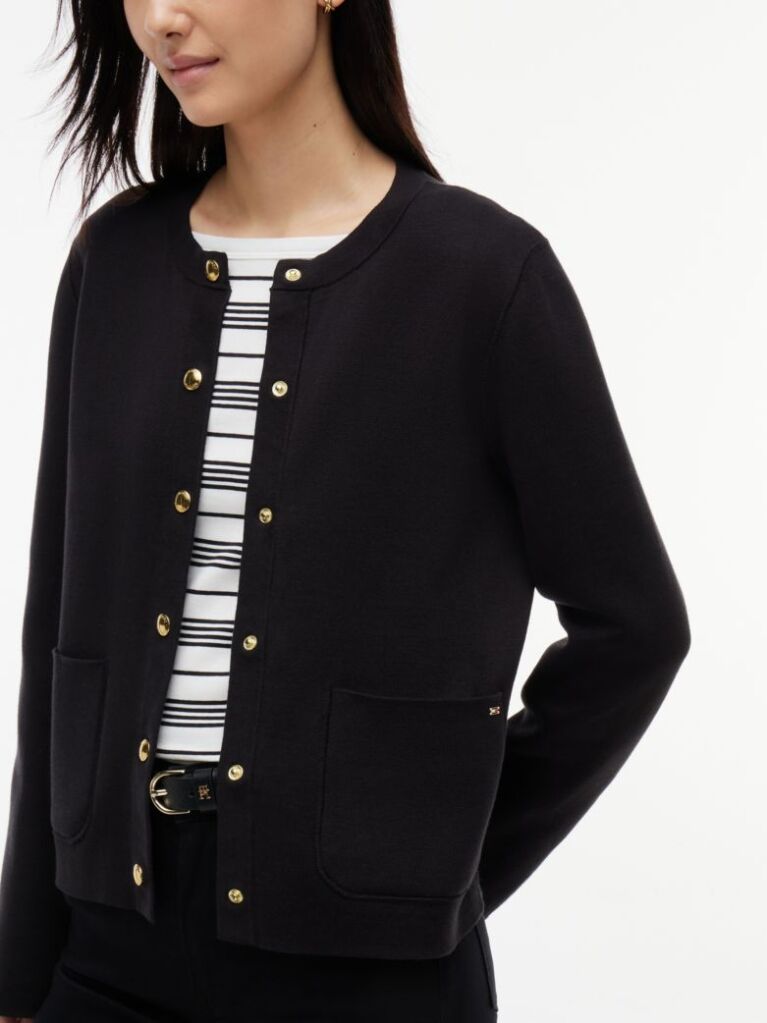 Black Jersey Strech Reversible Cardigan  Women