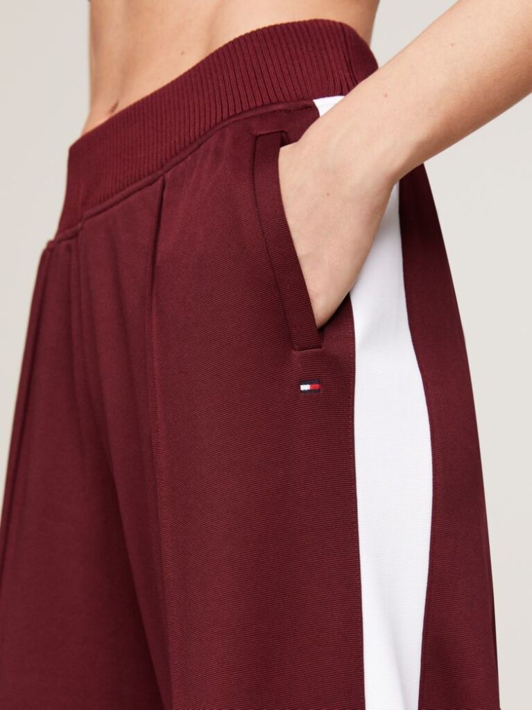 Red Sport Contrast Stripe Mid Rise Joggers  Women