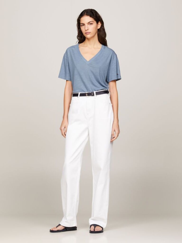 Blue V-Neck Relaxed T-Shirt  Women