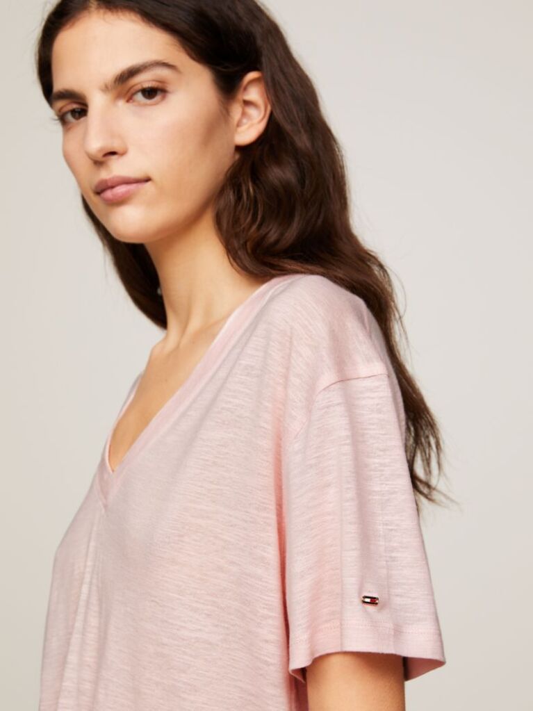 Pink V-Neck Relaxed T-Shirt  Women