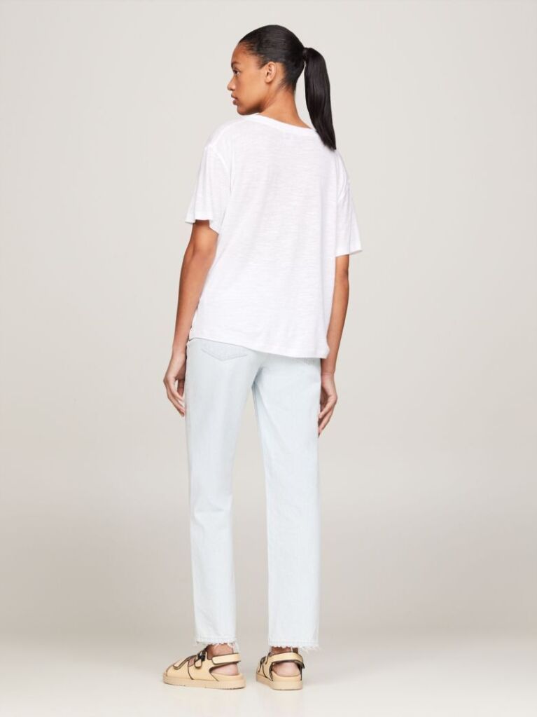 White V-Neck Relaxed T-Shirt  Women
