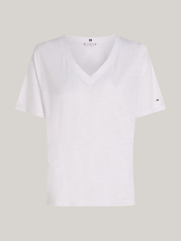 White V-Neck Relaxed T-Shirt  Women