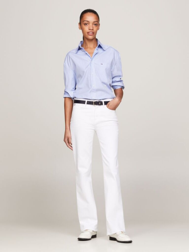 White Maddie Mid Rise Bootcut White Jeans  Women