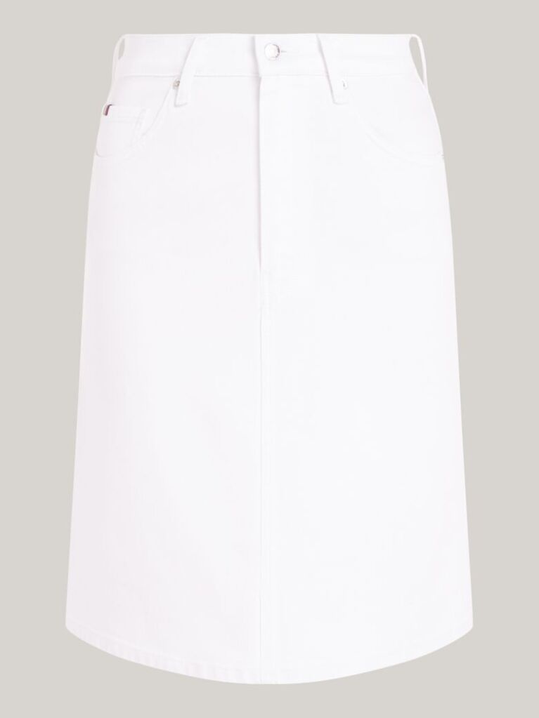 White High Rise White Denim A-Line Mini Skirt  Women