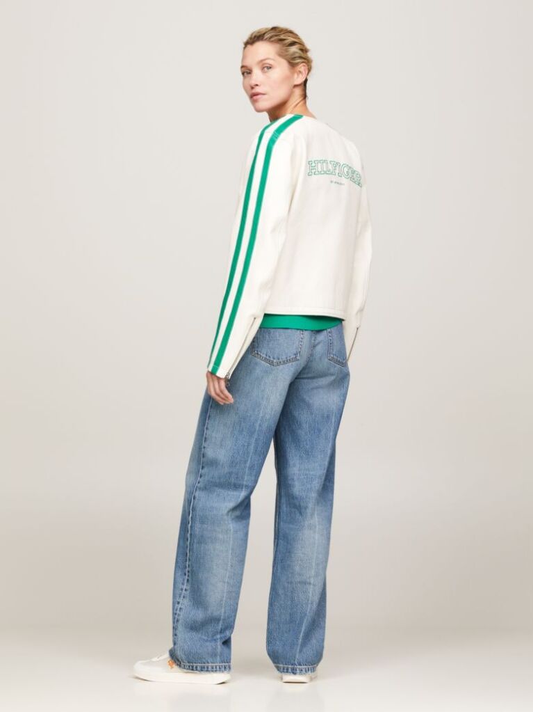 Multi Δερμάτινο Slim Bomber Τζάκετ Με Λογότυπο  Γυναίκες