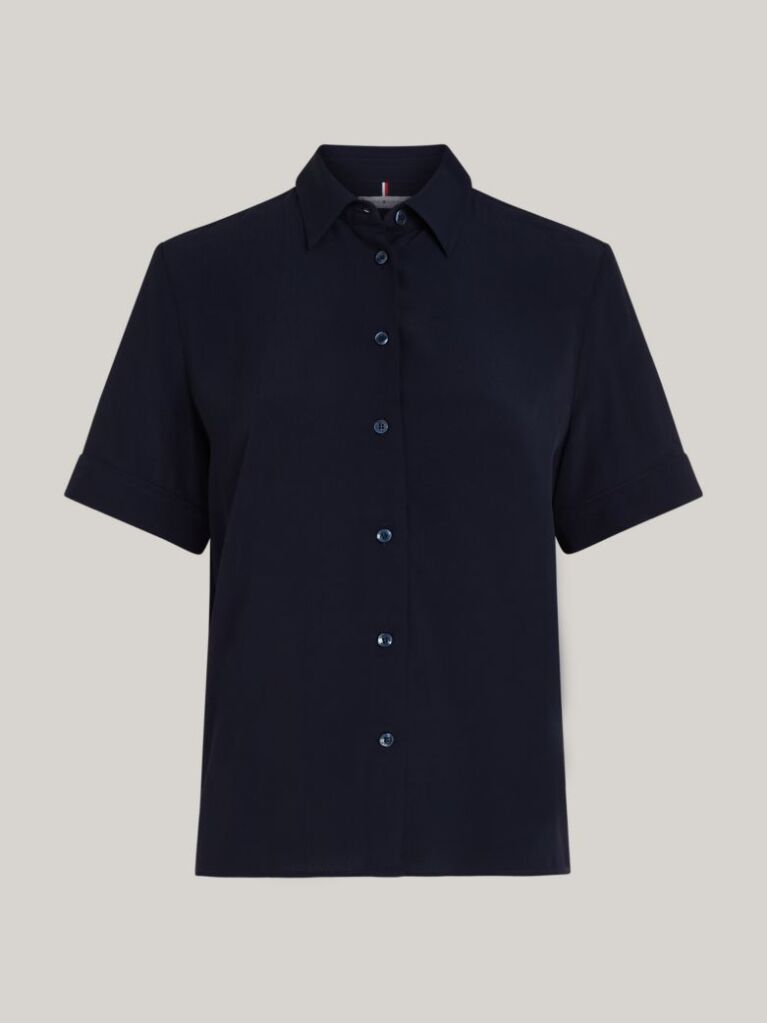 Blue Essential Fluid Relaxed Short Sleeve Shirt  Women