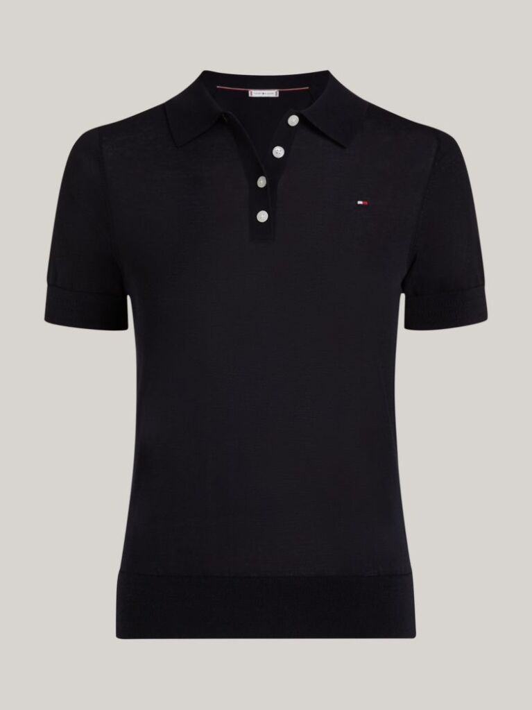 Blue Short Sleeve Polo Collar Jumper  Women
