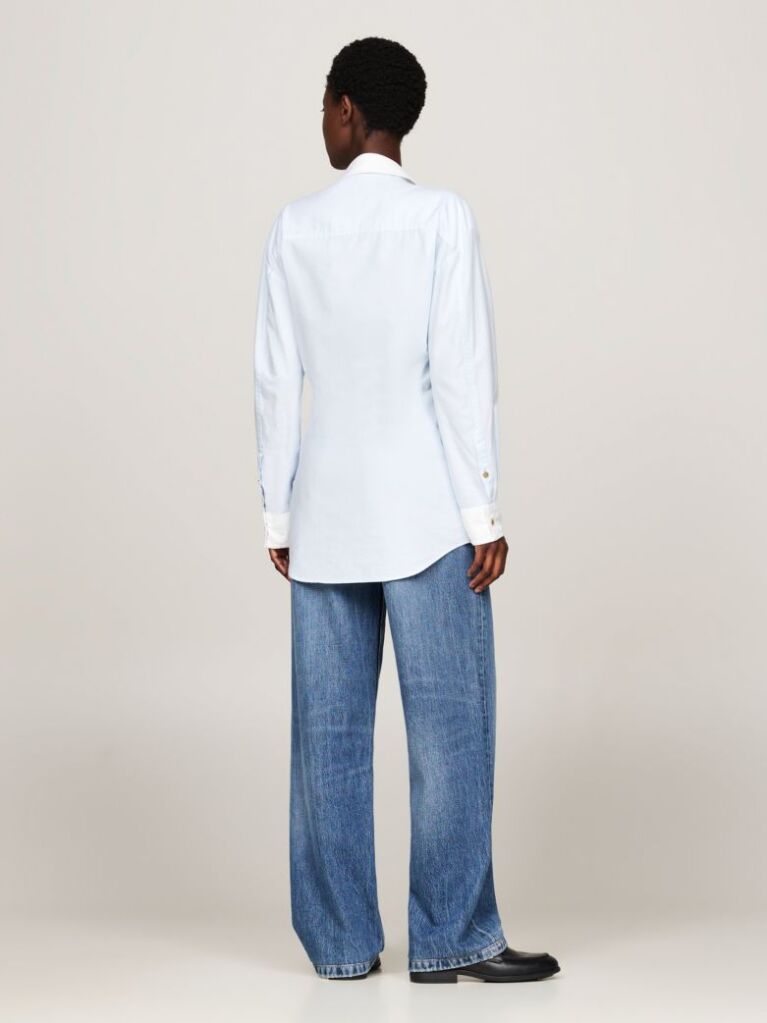 Blue Double Button Waisted Fitted Shirt  Women