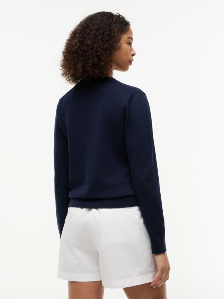 Blue Jersey Crew Neck Cardigan  Women