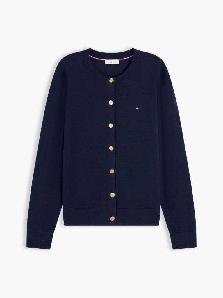 Blue Jersey Crew Neck Cardigan  Women