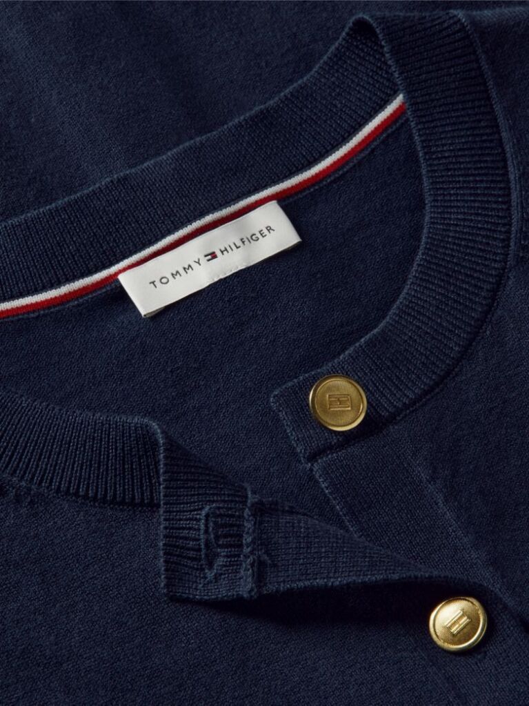 Blue Jersey Crew Neck Cardigan  Women