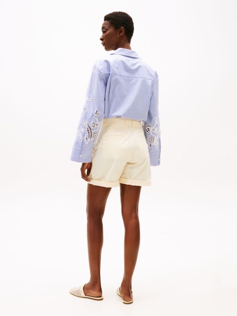 White Relaxed Chino Bermuda Shorts  Women