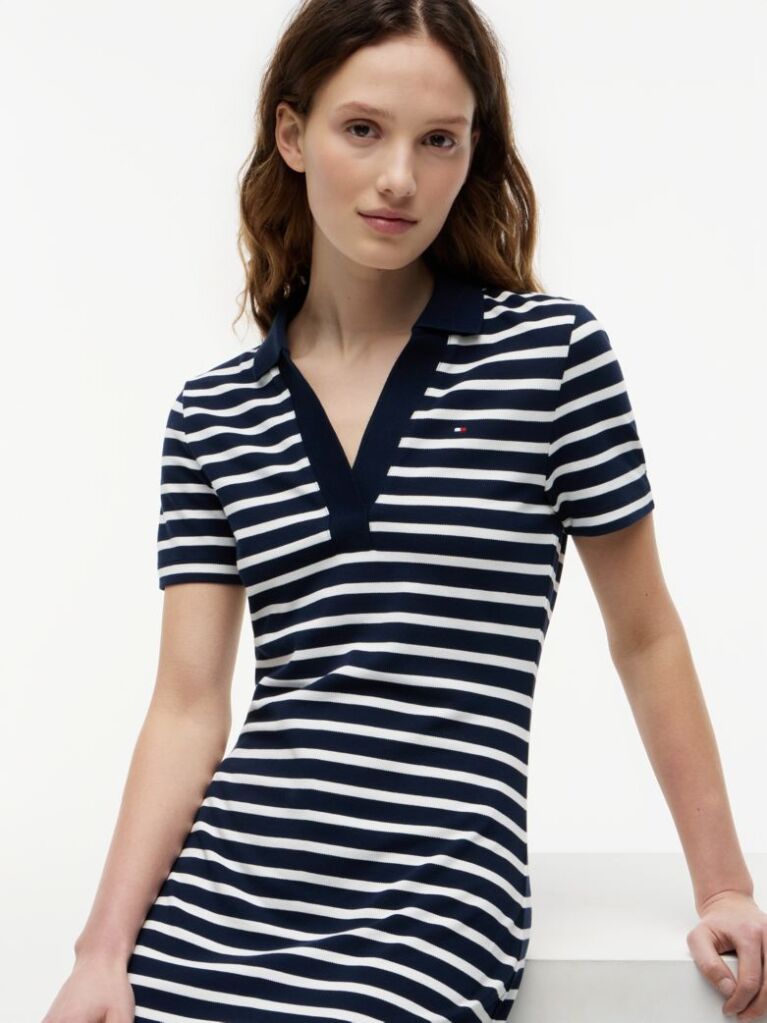 Multi Slim Open V-Neck Polo Dress  Women