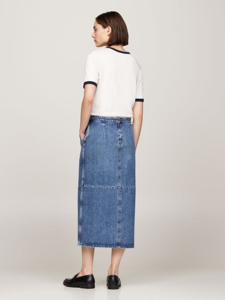 Denim Ψηλόμεση Slim Denim Midi Φούστα  Γυναίκες