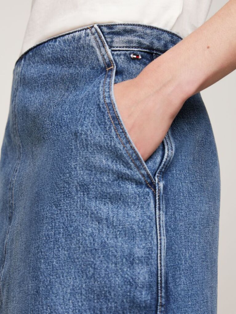 Denim Ψηλόμεση Slim Denim Midi Φούστα  Γυναίκες