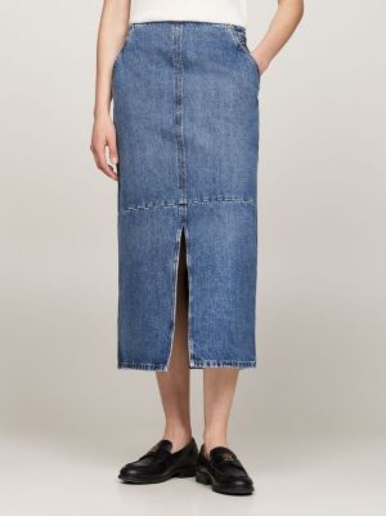 Denim Ψηλόμεση Slim Denim Midi Φούστα  Γυναίκες