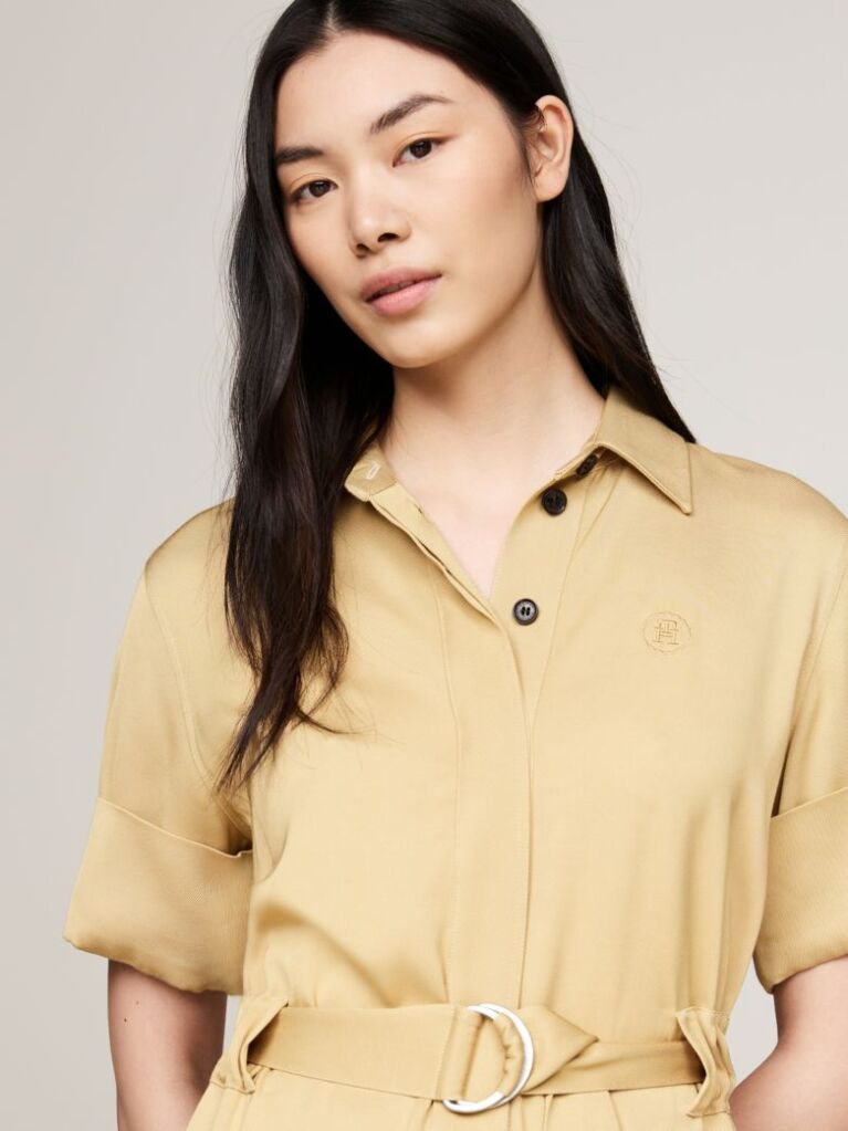 Beige TH Monogram Stamp Midi Utility Dress  Women