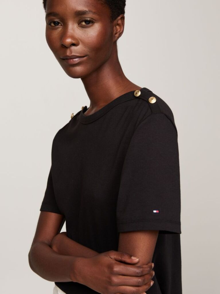Black Stripe Boat Neck Relaxed T-Shirt  Women