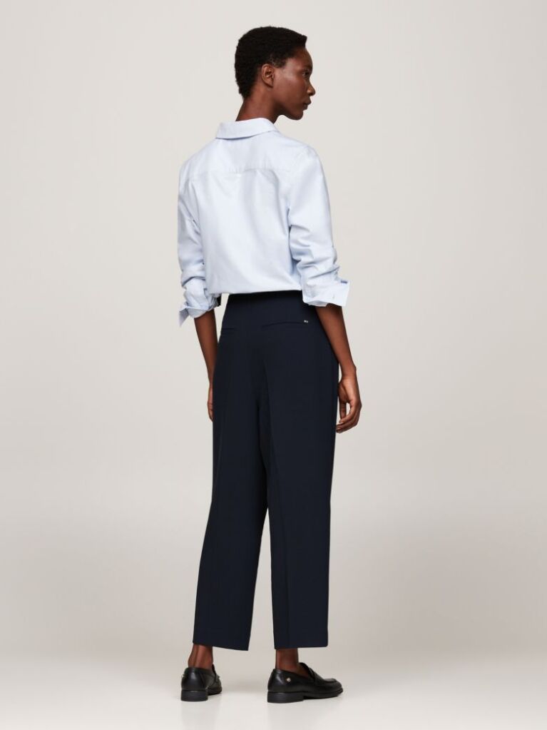 Blue Twill Relaxed Straight Leg Trousers  Women