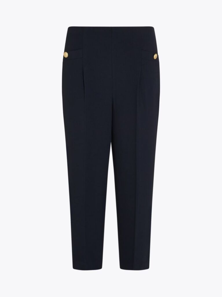 Blue Twill Relaxed Straight Leg Trousers  Women
