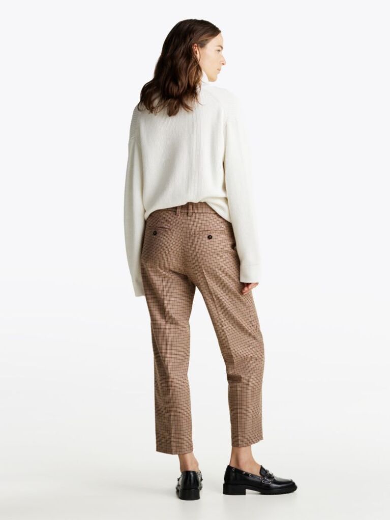 Multi Check Slim Straight Leg Trousers  Women