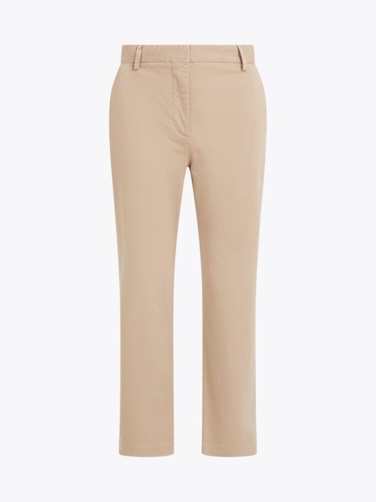 Beige Stretch Cotton Slim Straight Chinos  Women