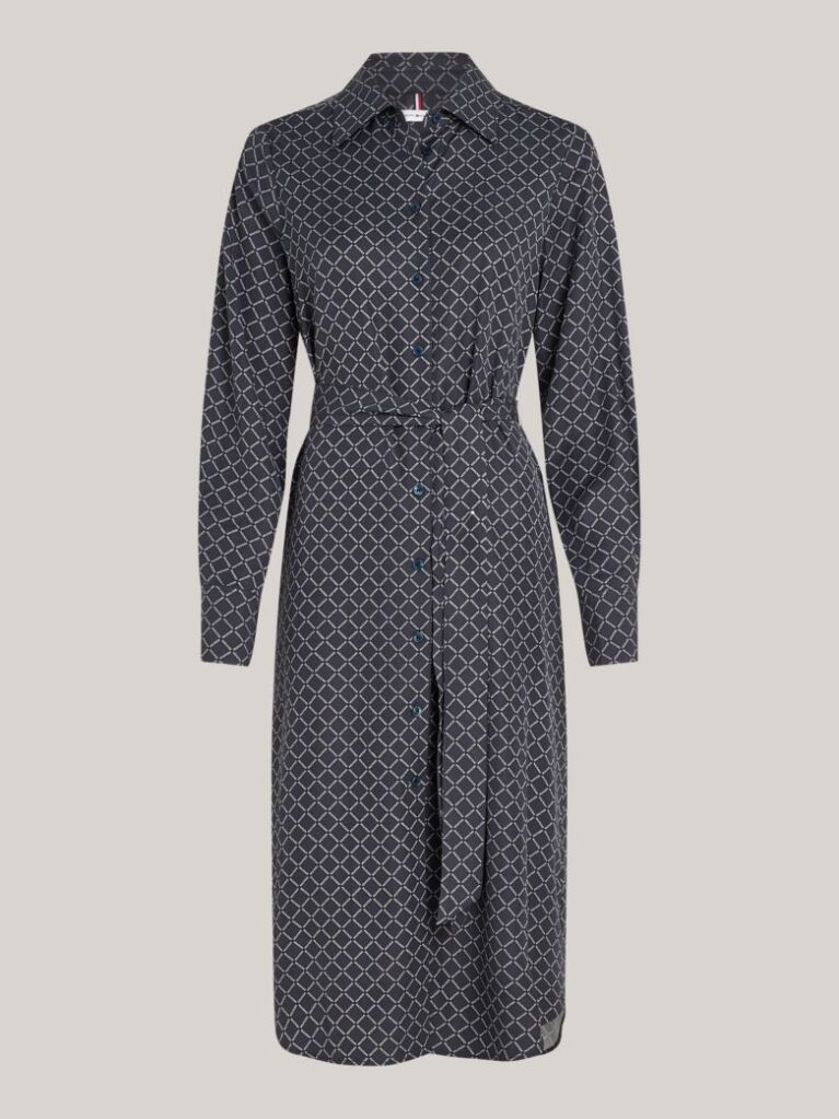 Multi Hilfiger Monotype Belted Midi Shirt Dress  Women