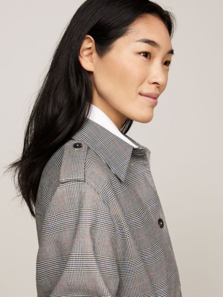 Grey Prince Of Wales Check Belted Blazer Jacket  Women