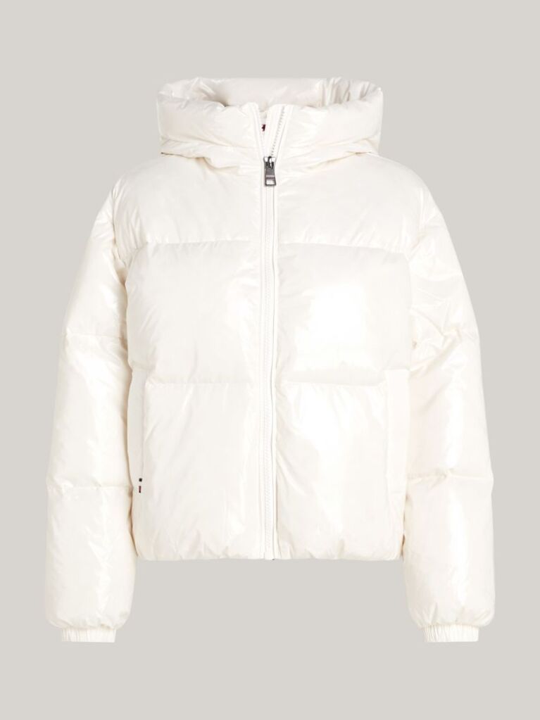White Glossy Water Repellent Down Jacket  Women