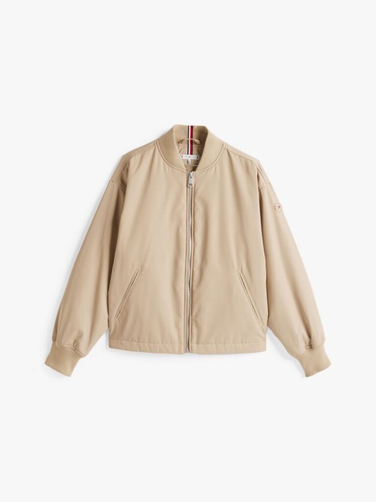Beige Water Repellent Padded Bomber Jacket  Women