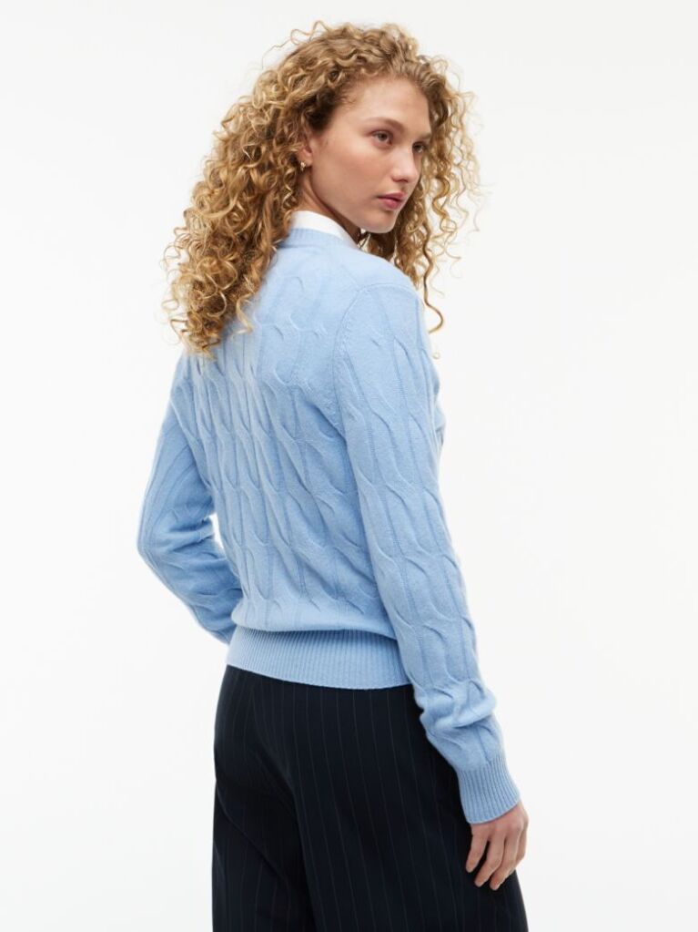Blue Pure Wool Cable Knit Jumper  Women