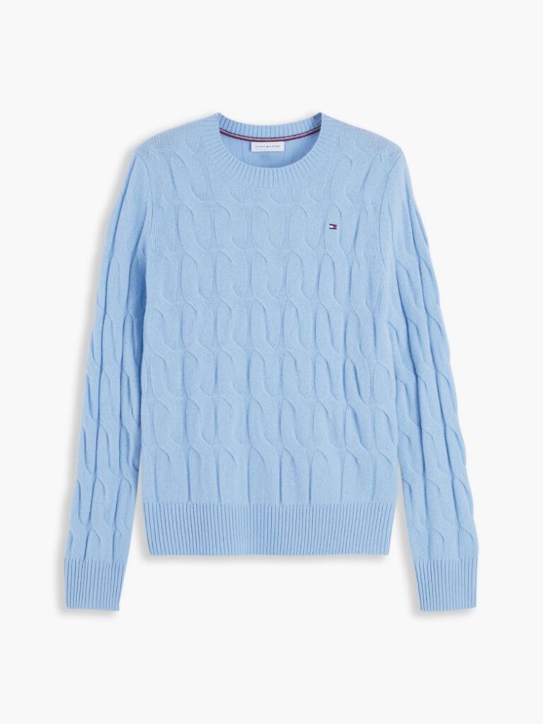 Blue Pure Wool Cable Knit Jumper  Women