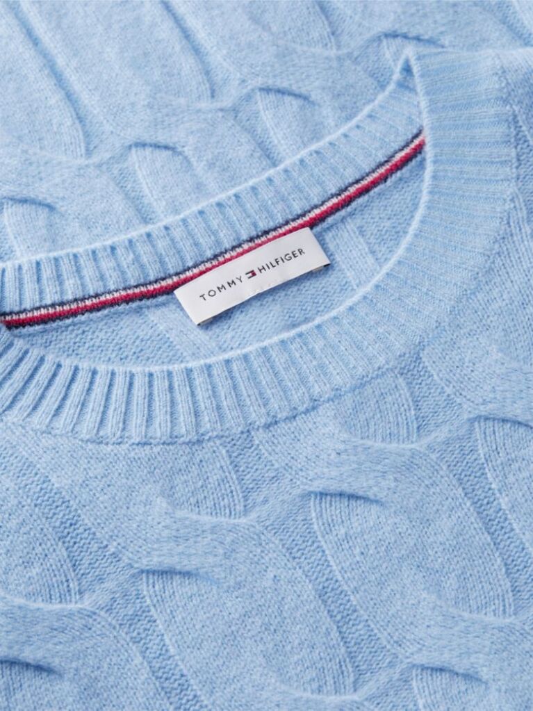 Blue Pure Wool Cable Knit Jumper  Women