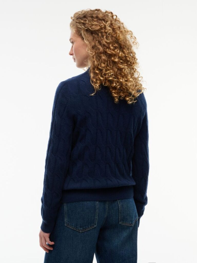 Blue Pure Wool Cable Knit Jumper  Women