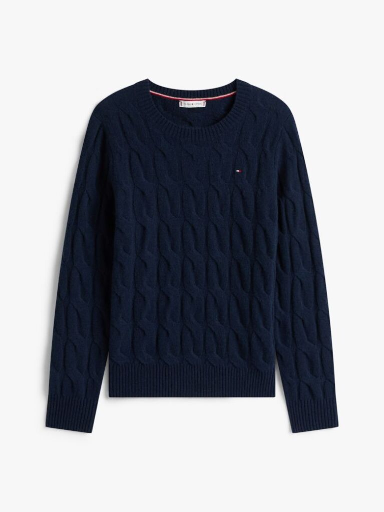 Blue Pure Wool Cable Knit Jumper  Women