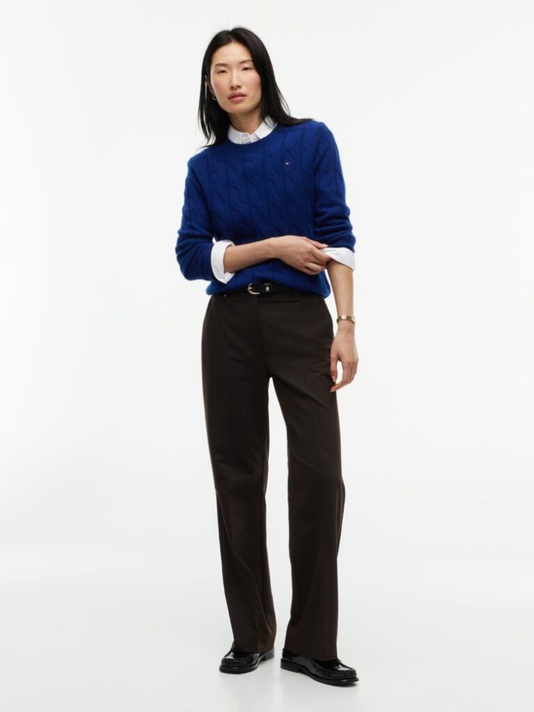 Blue Pure Wool Cable Knit Jumper  Women
