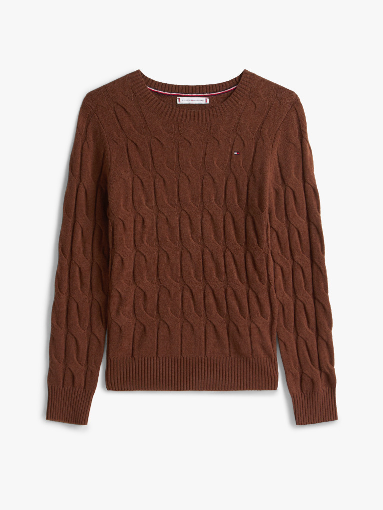Brown Pure Wool Cable Knit Jumper  Women