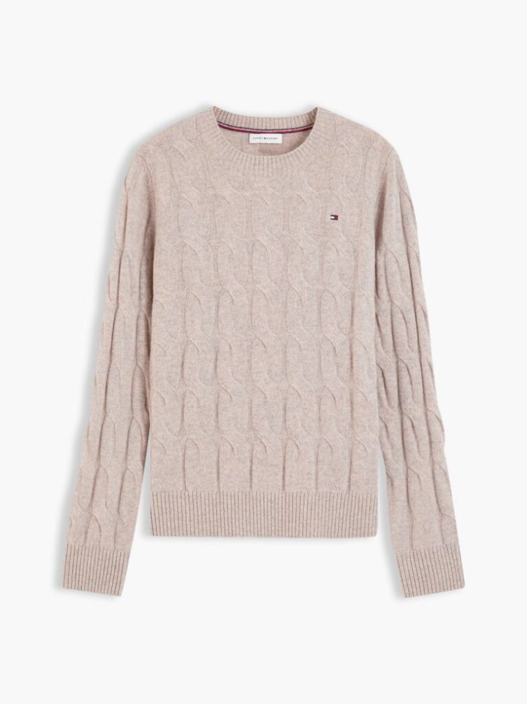 Beige Pure Wool Cable Knit Jumper  Women