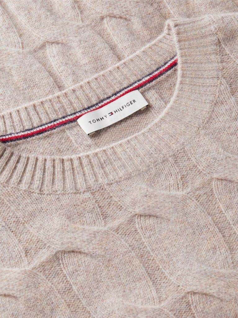 Beige Pure Wool Cable Knit Jumper  Women
