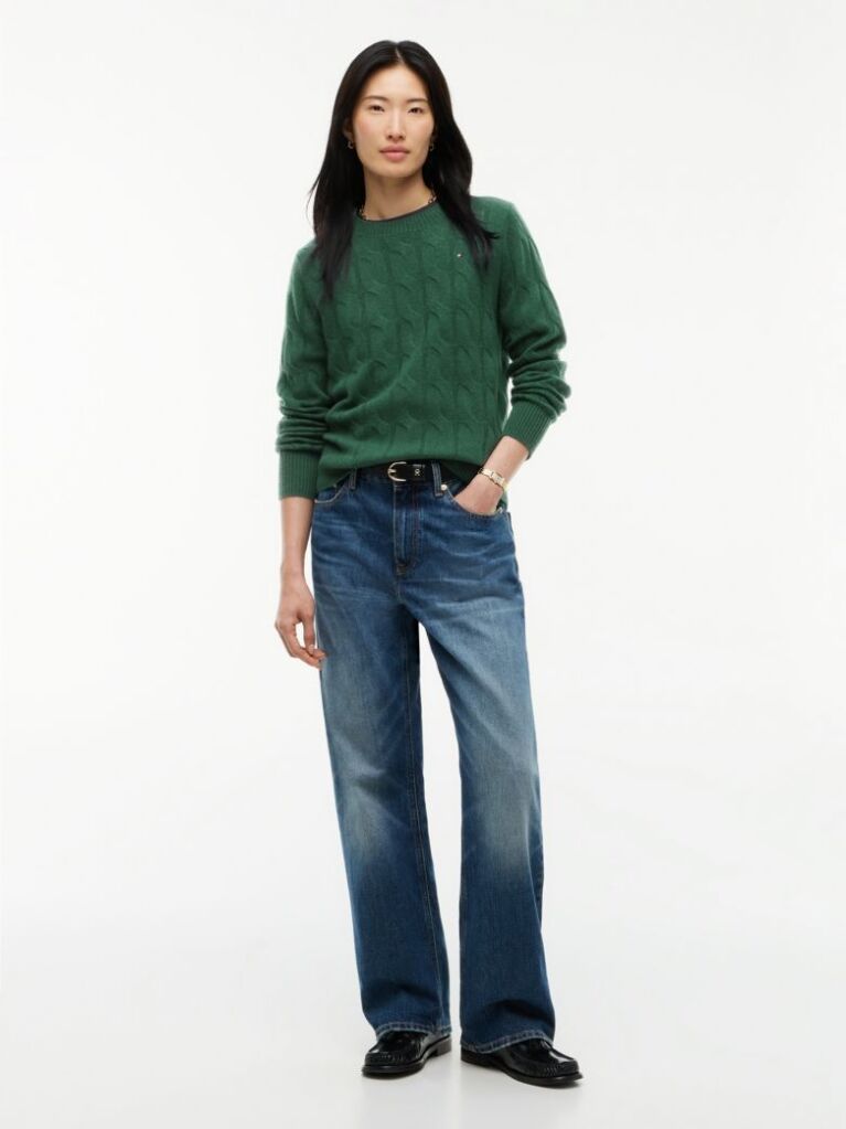 Green Pure Wool Cable Knit Jumper  Women