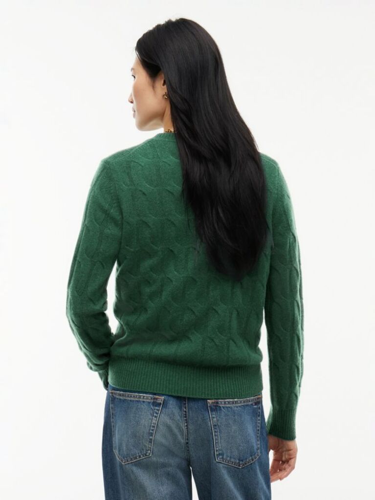 Green Pure Wool Cable Knit Jumper  Women