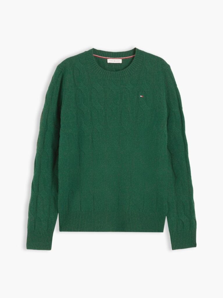 Green Pure Wool Cable Knit Jumper  Women